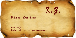 Kirs Zenina névjegykártya